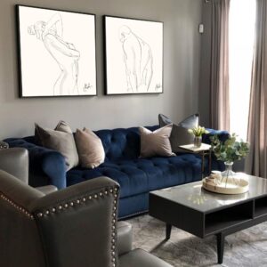 זוג תמונות אומנות ארט ליין גבר ואישה רקע לבן