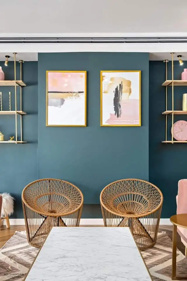 זוג תמונות מרשימות אבסטרקט משיכות צבע ורוד זהב צהוב אפור שחור