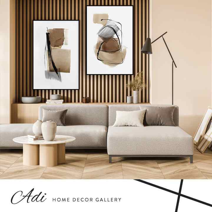 זוג תמונות אבסטרקט רקע לבן גוונים חומים