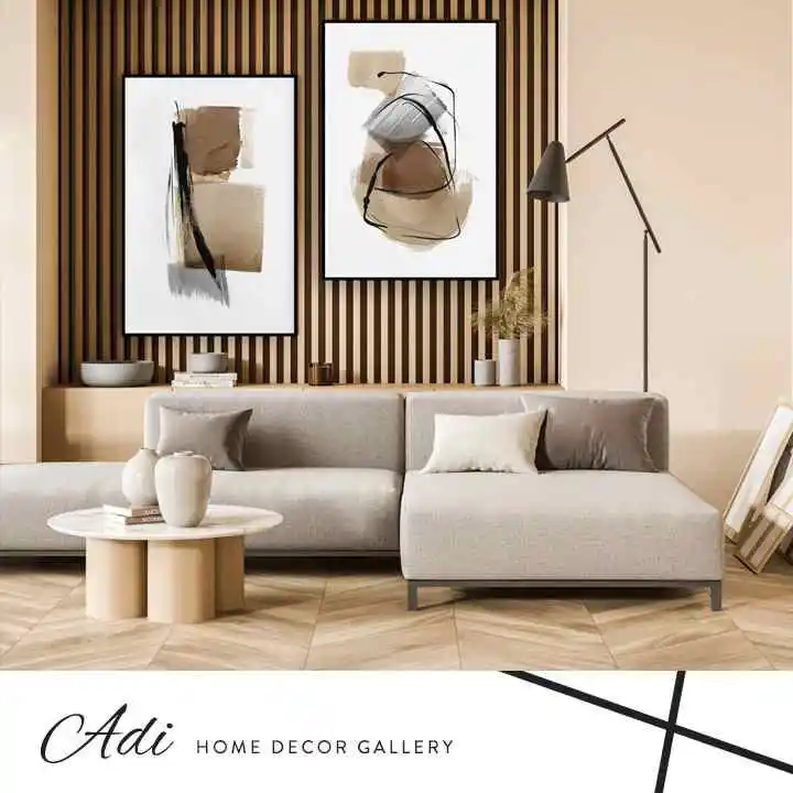 זוג תמונות אבסטרקט רקע לבן גוונים חומים