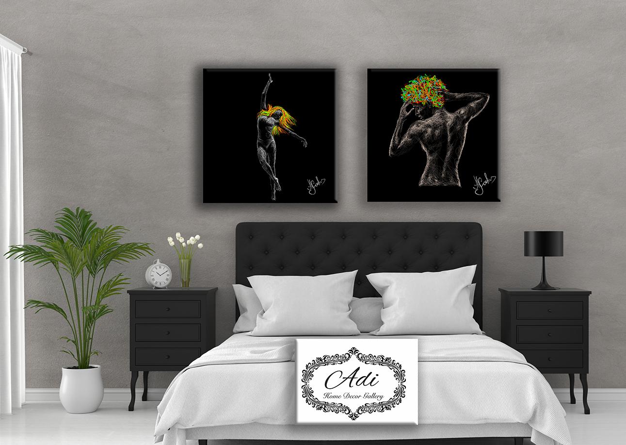 זוג תמונות אישה וגבר שחור לבן