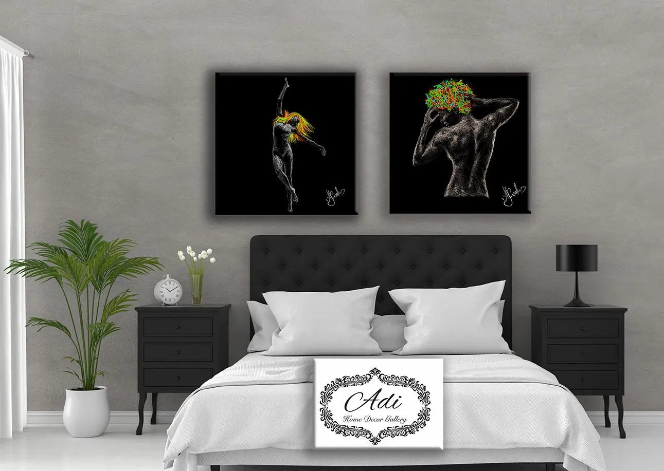 זוג תמונות אישה וגבר שחור לבן