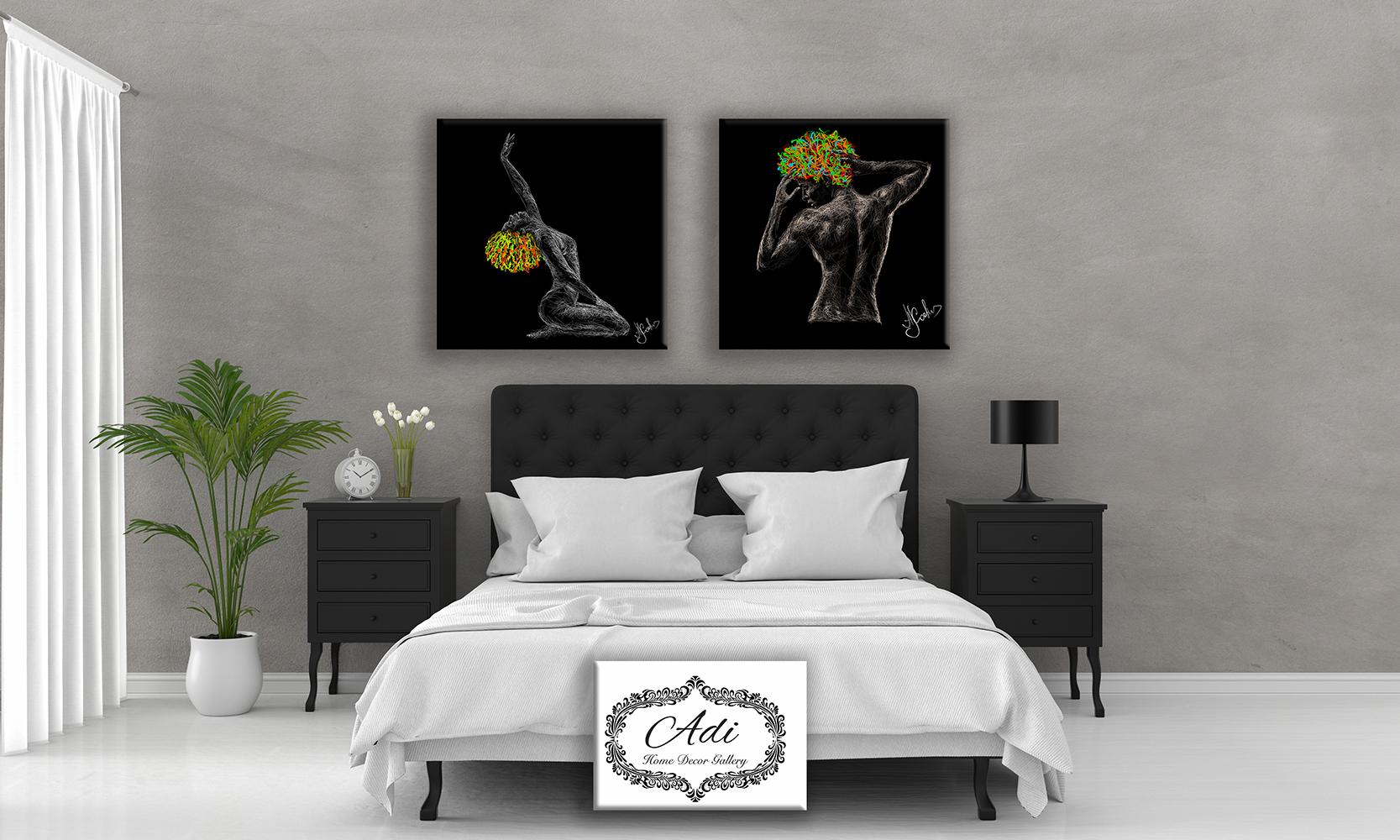 זוג תמונות אישה וגבר שחור לבן