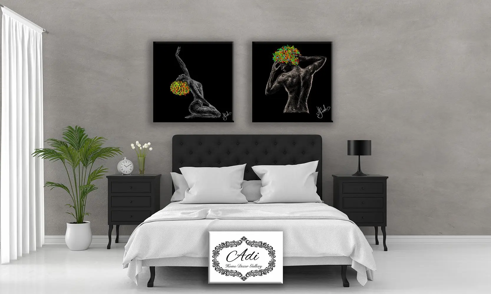 זוג תמונות אישה וגבר שחור לבן