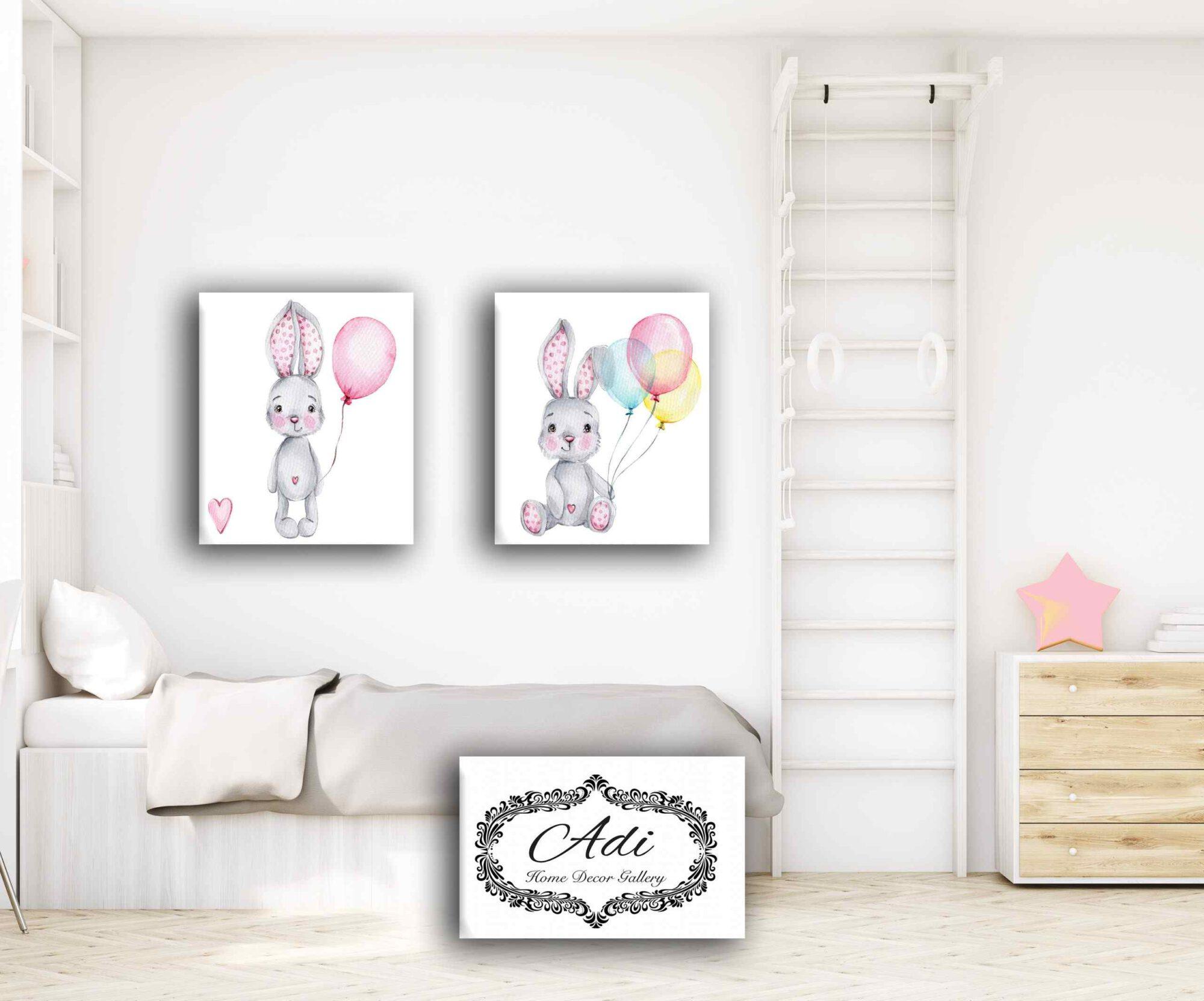 זוג תמונות של חיות חדרי ילדים