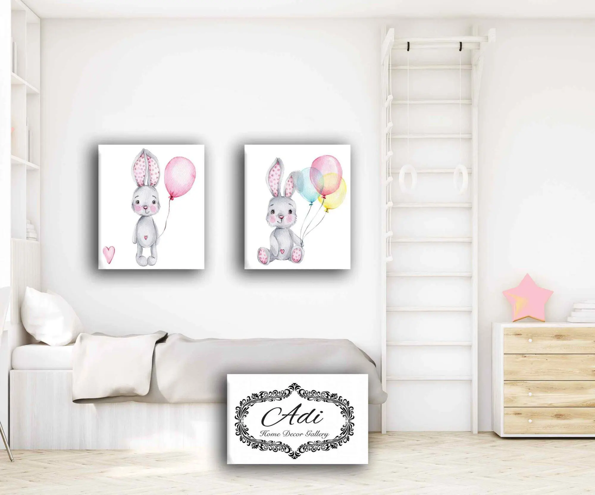 זוג תמונות של חיות חדרי ילדים