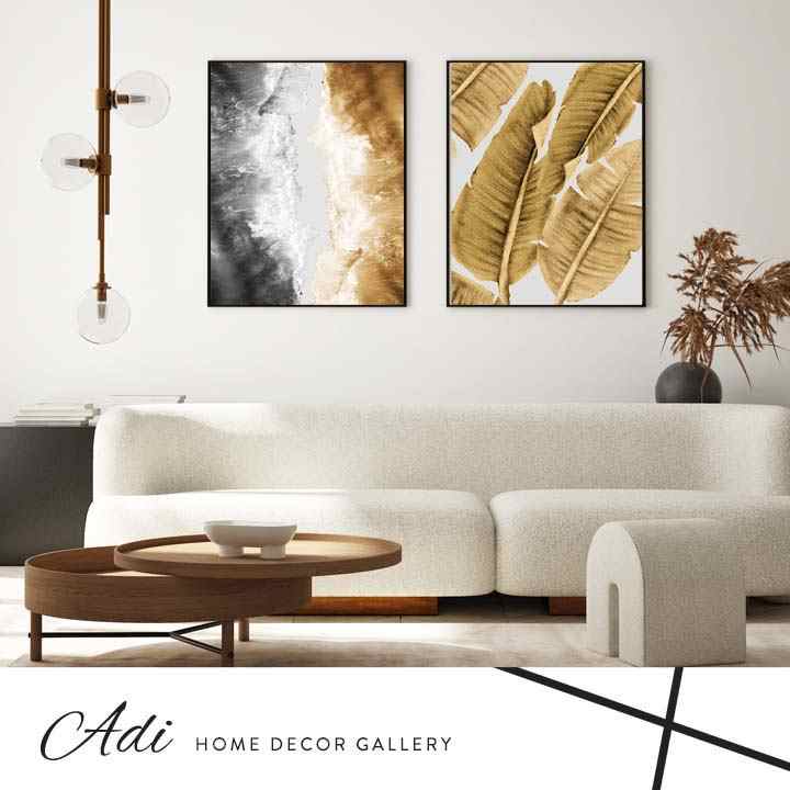 זוג תמונות קנבס גוונים חמים עלים