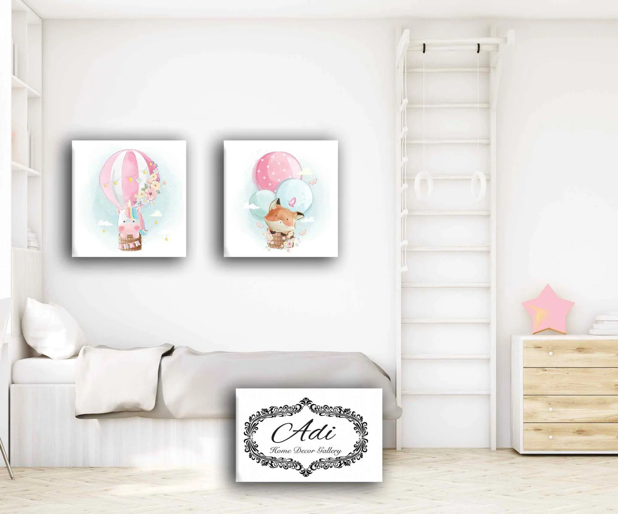 זוג תמונות של חיות חדרי ילדים