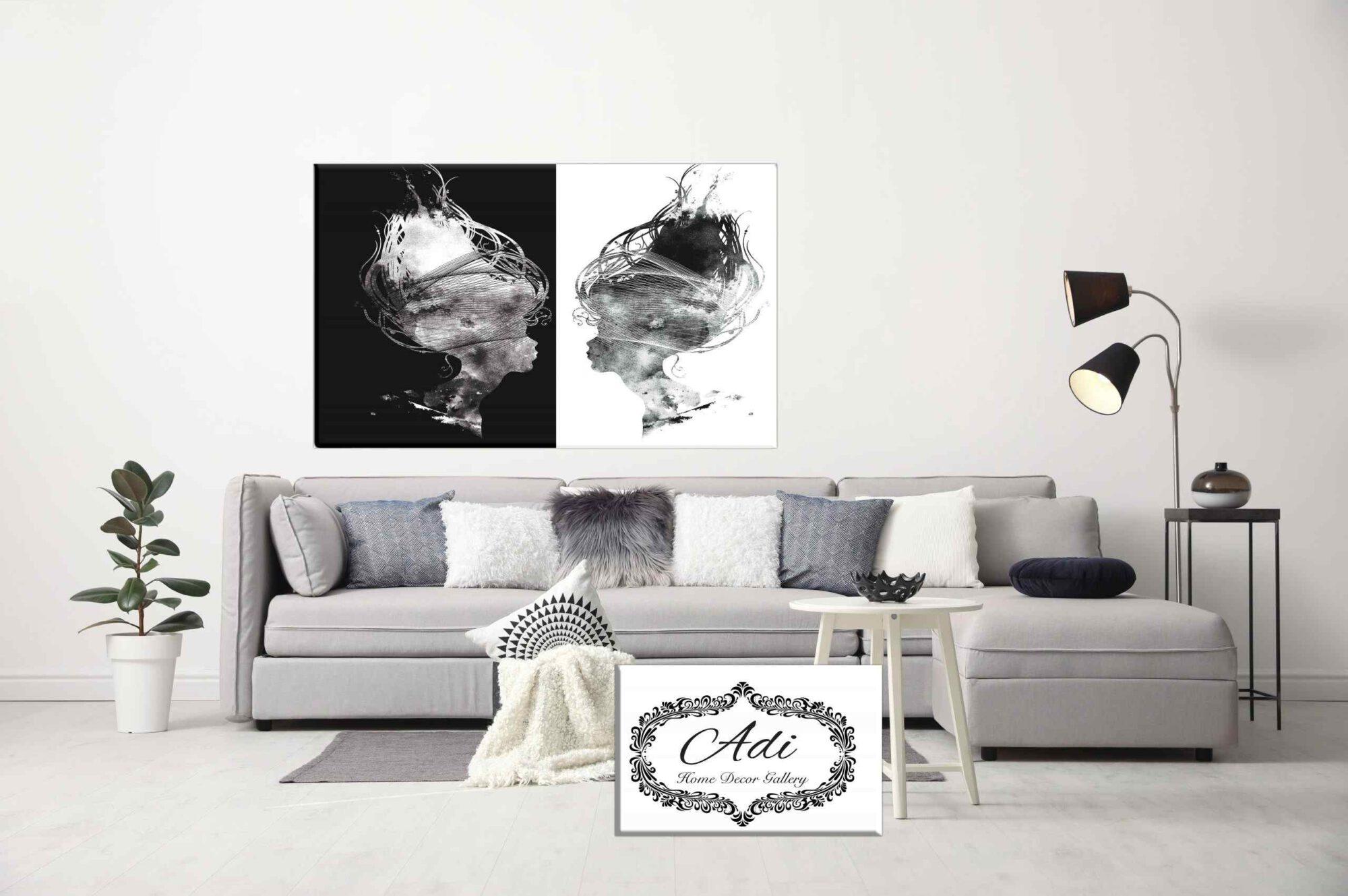 זוג תמונות של דמויות שחור לבן