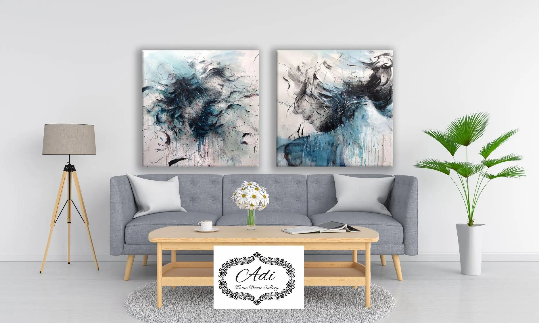 זוג תמונות של נשים בסגנון פופ ארט