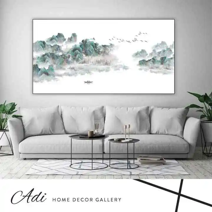 תמונת קנבס אבסטרקט בגווני טורכיז לבן אפור שחור