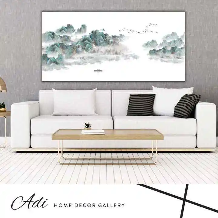 תמונת קנבס אבסטרקט בגווני טורכיז לבן אפור שחור