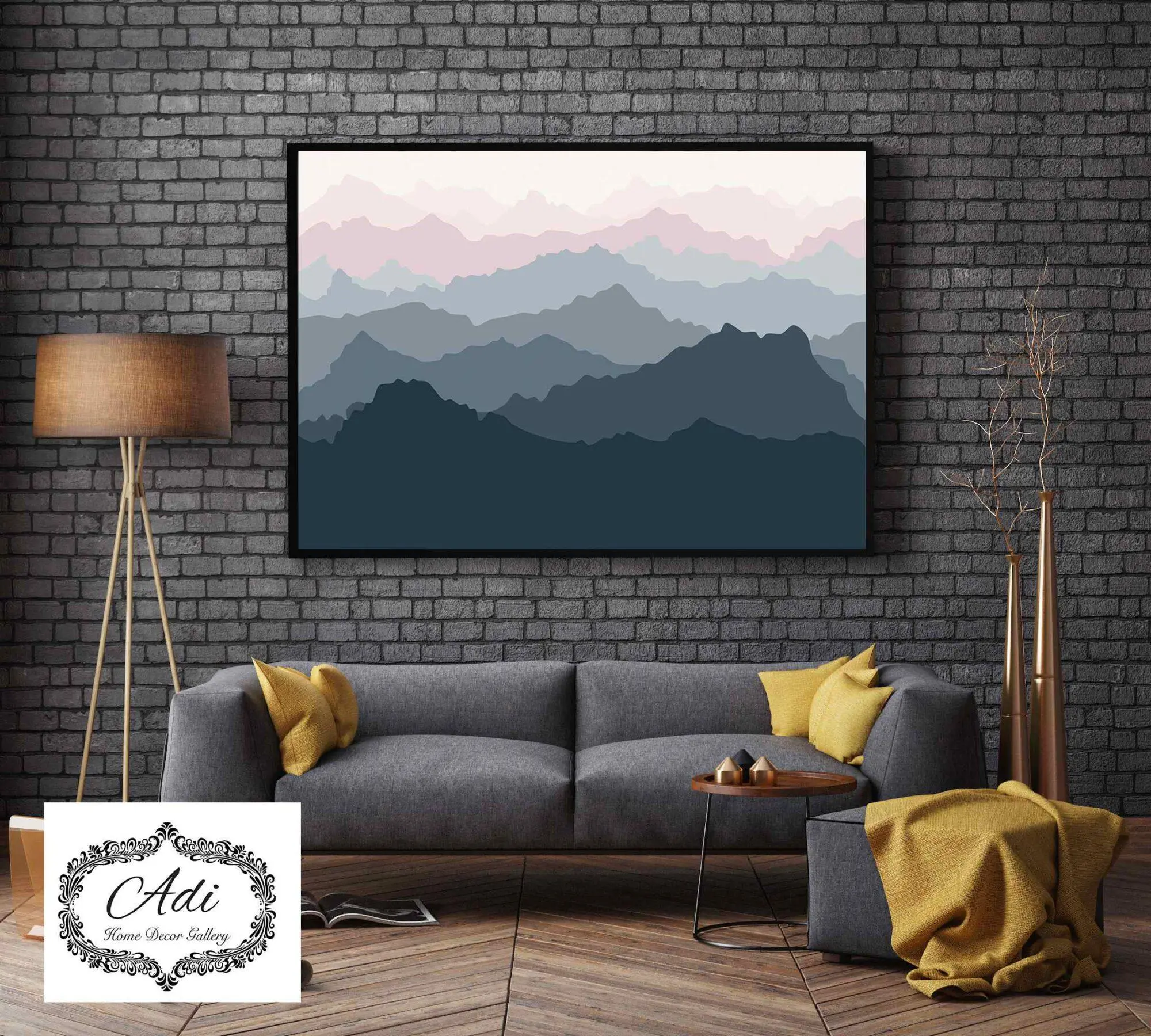 תמונה של אבסטרקט הרים אפור ורוד