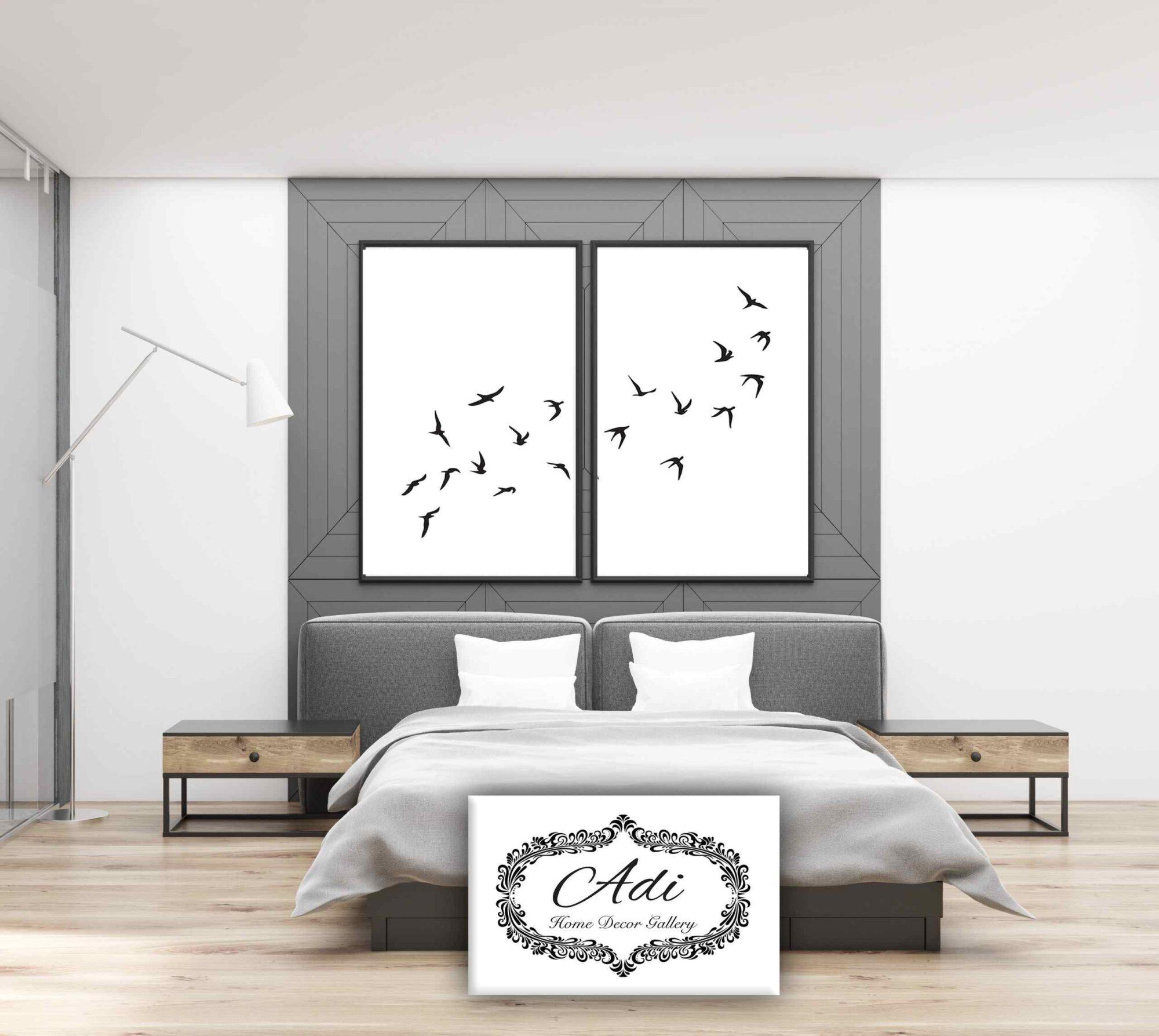 זוג תמונות של ציפורים שחור לבן