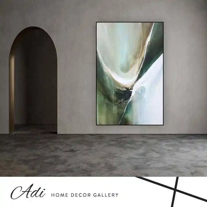 תמונת קנבס אבסטרקט בגווני ירוק רקע בהיר