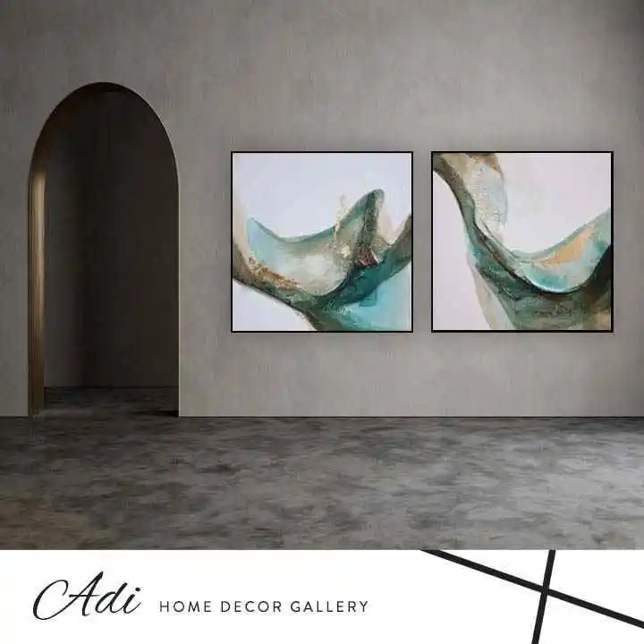 זוג תמונות קנבס בגוונים של ירוק וחום