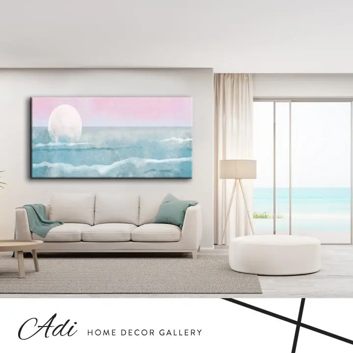 תמונה של חוף ים עם שקיעה טורכיז ורוד