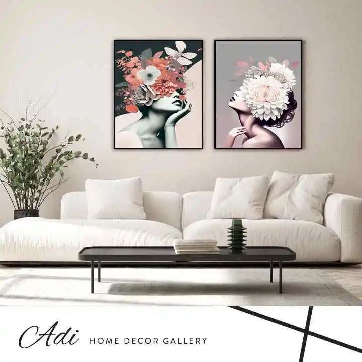 זוג תמונות נשים פרחים