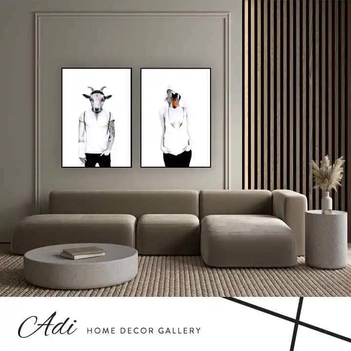 זוג תמונות קנבס חצי אדם חצי חיה