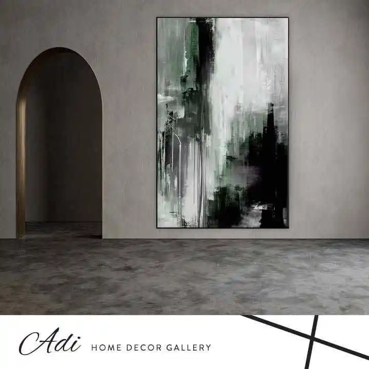 תמונת אבסטרקט מריחות צבע גווני ירוק אפור שחור