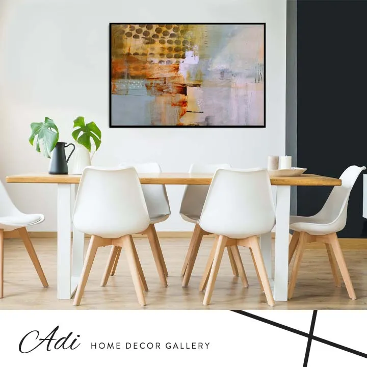 תמונת אבסטרקט גווני חרדל טורכיז אפור