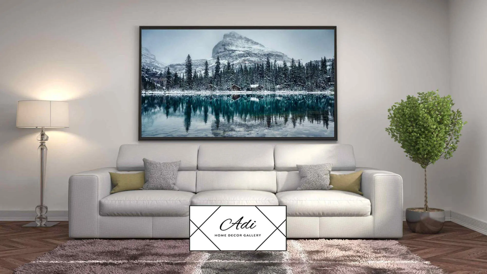 תמונה של נוף חורפי מסגרת שחורה