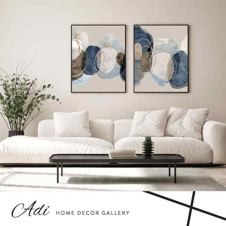 זוג תמונות אבסטרקט טורכיז זהב לבן