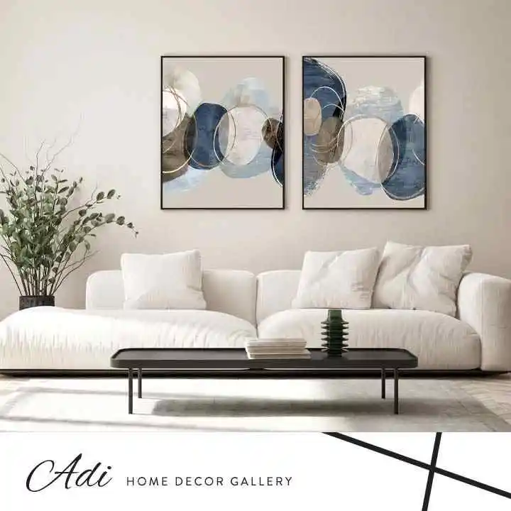 זוג תמונות אבסטרקט טורכיז זהב לבן