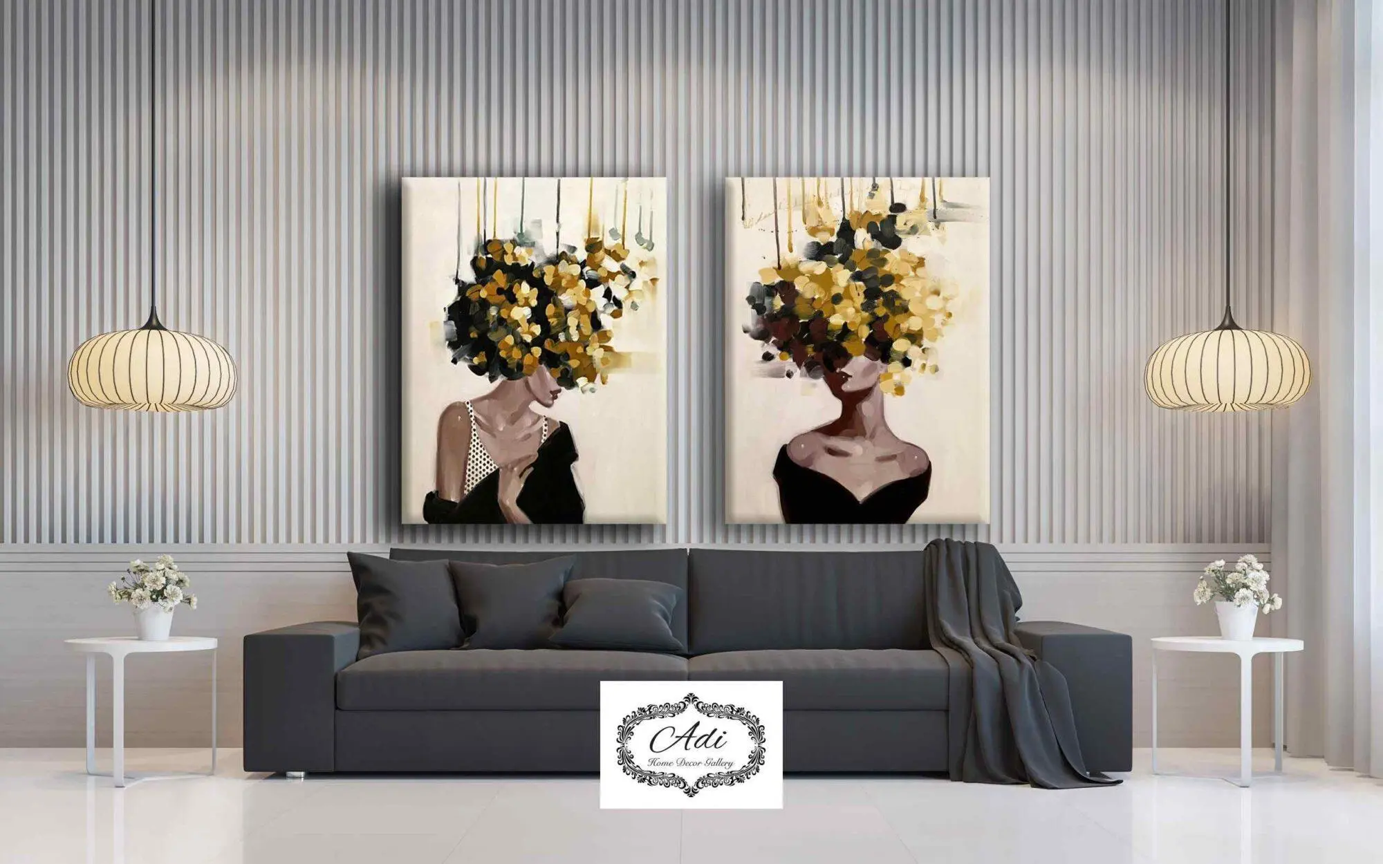 זוג תמונות של נשים בסגנון פופ ארט