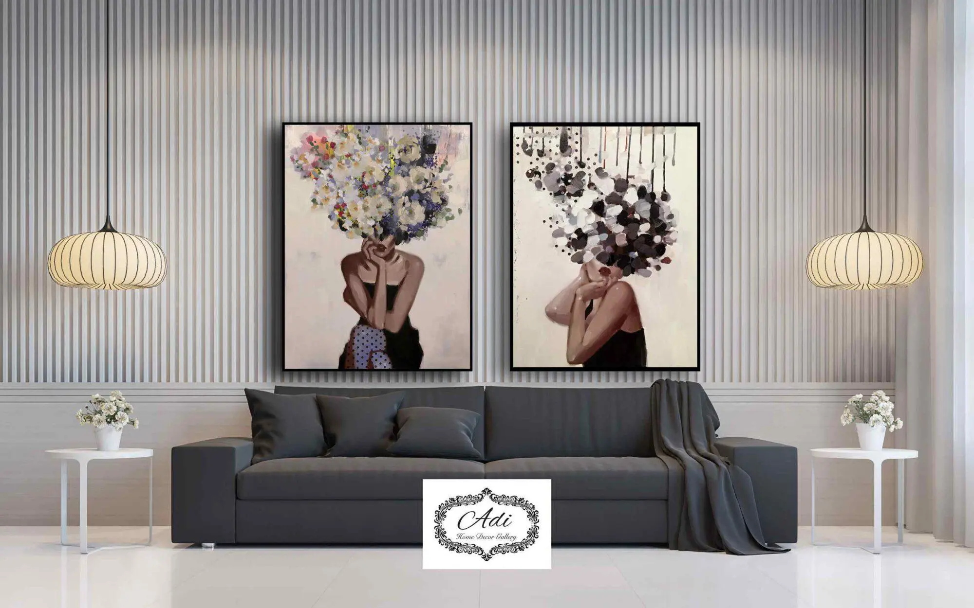 זוג תמונות של נשים בסגנון פופ ארט