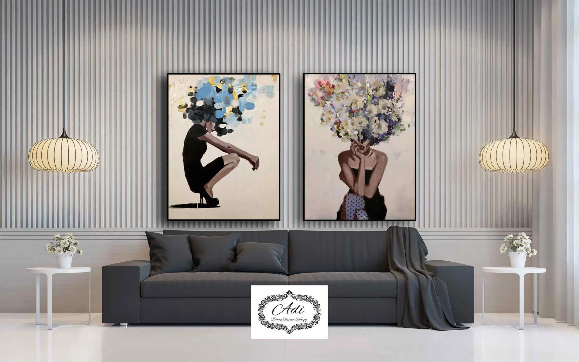 זוג תמונות של נשים בסגנון פופ ארט