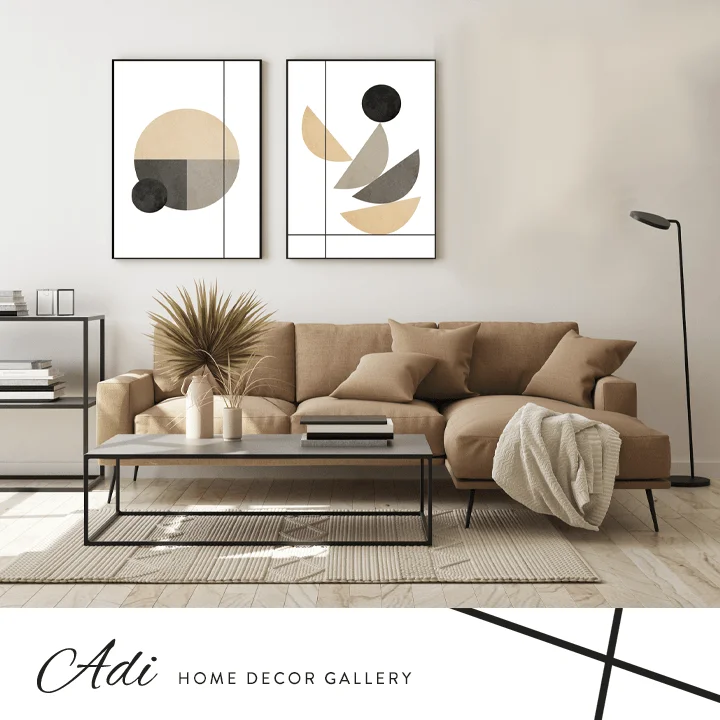 זוג תמונות מינימלסטיות קוים שחורים גוונים חומים