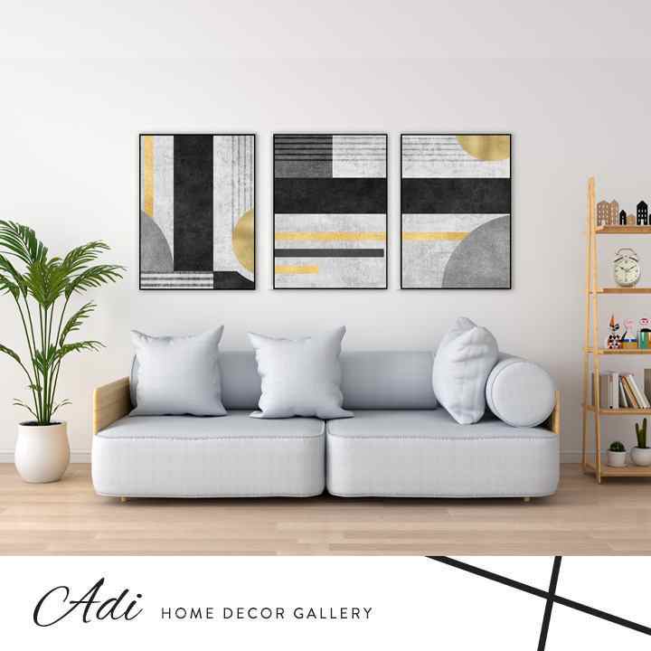 שלישיית מונות קנבס נורדי שחור אפור קרם