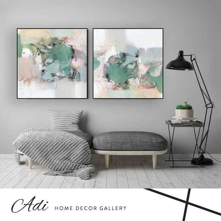 זוג תמונות אבסטרקט צבעוניות גווני פסטל