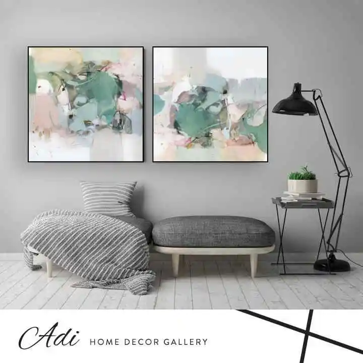 זוג תמונות אבסטרקט צבעוניות גווני פסטל