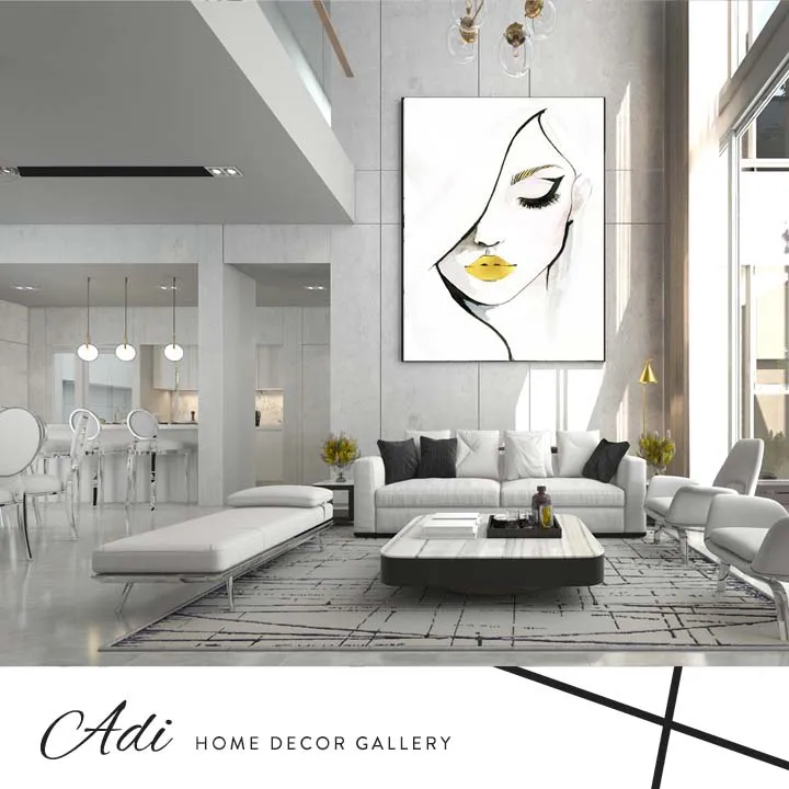 תמונת קנבס של אישה יפה גווני זהב