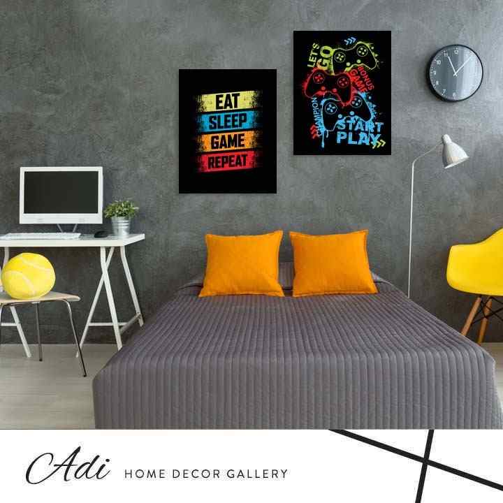 זוג תמונות גיימינג לנוער שחור וצבעוני