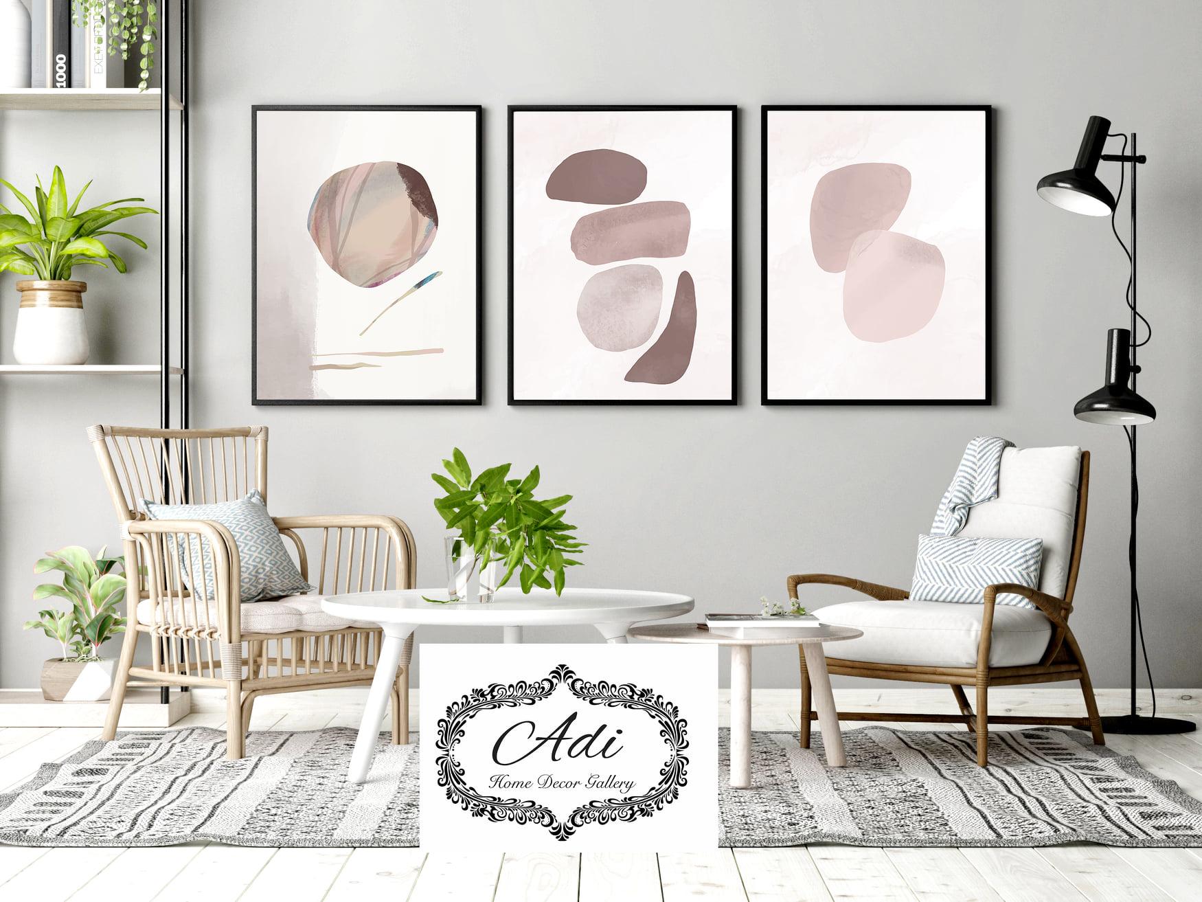 שלישיית תמונות אבסטרקט בסגנון נורדי