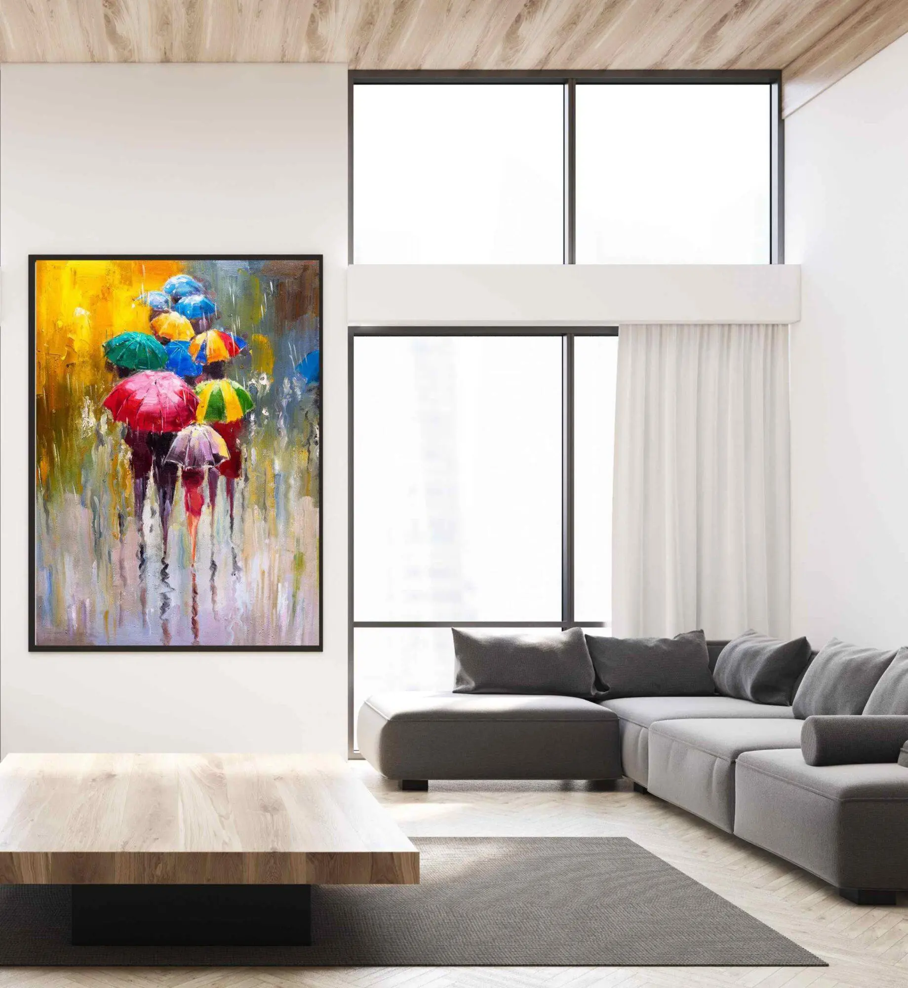 תמונה אומנותית של מטריות צבעוניות