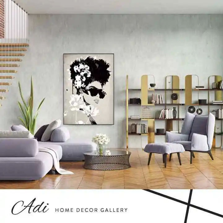 תמונת קנבס של אישה בגווני שחור לבן אפור