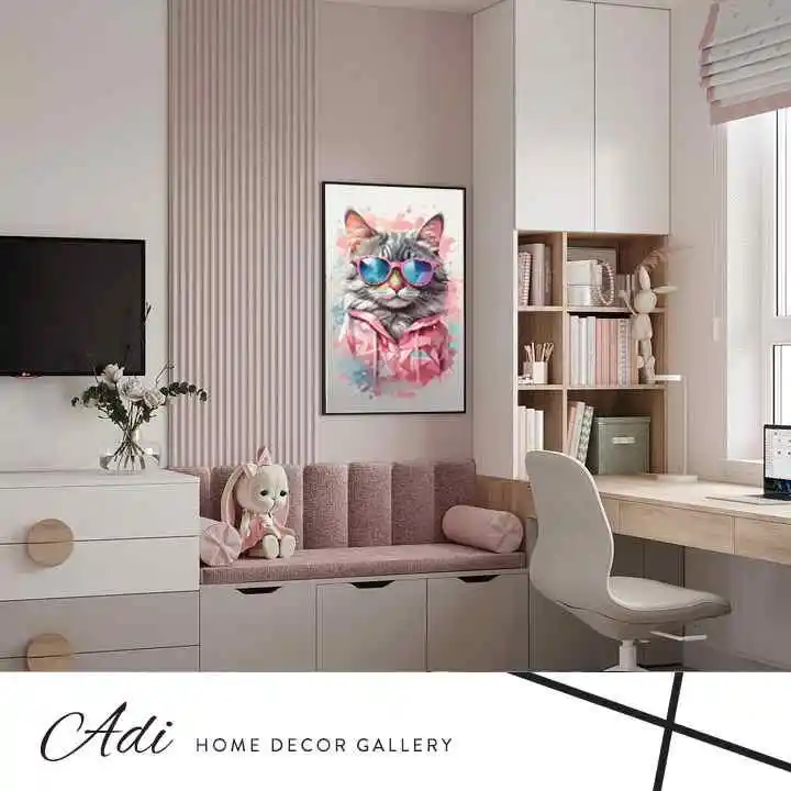 חתולה ורודה בסגנון גרפיטי