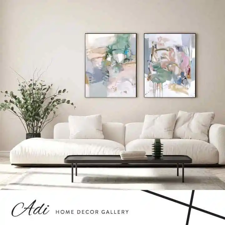 זוג תמונות צבעוניות ירוק ורוד