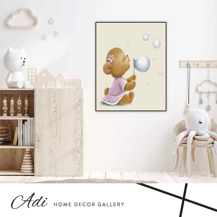 דובי מפריחה בלונים ילדים קנבס