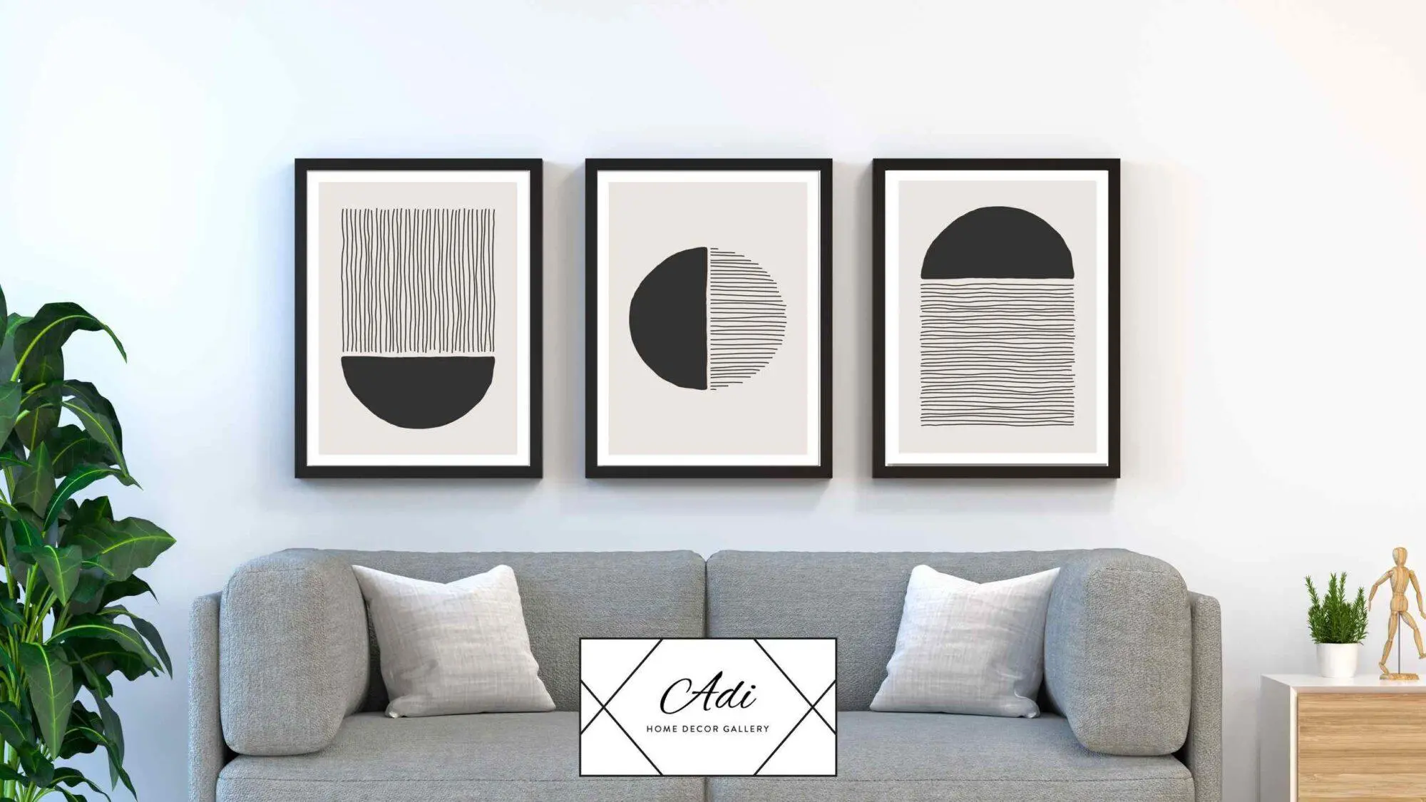 שלישיית תמונות נורדי שחור לבן אפור רכות ונעימות