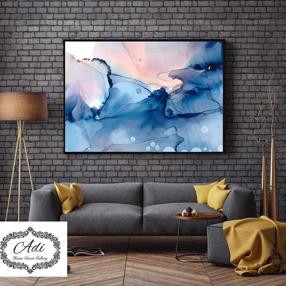 תמונת אבטרקט צבעי מים טורכיז ורוד