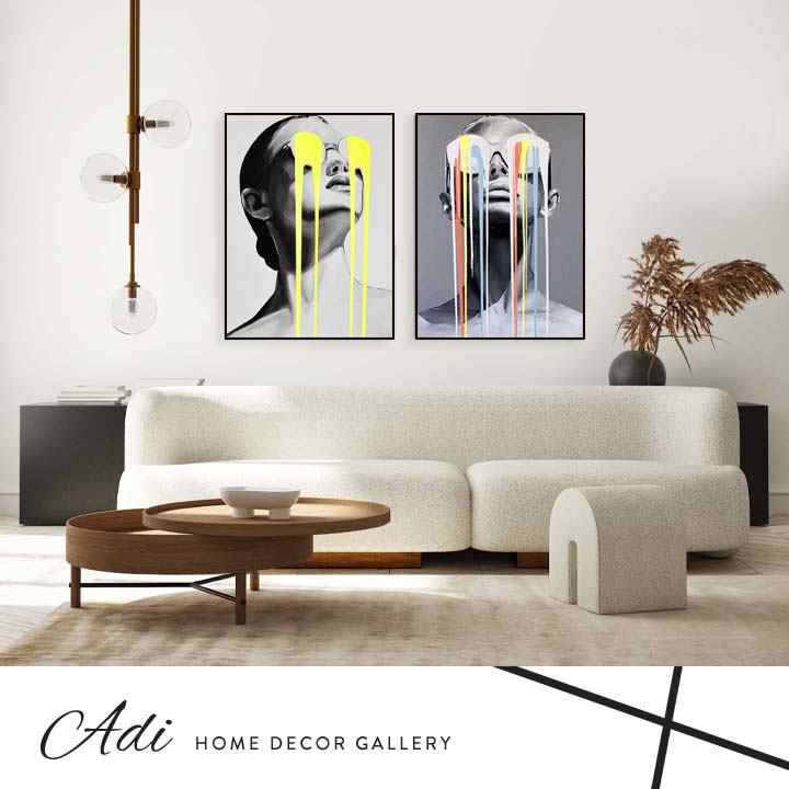 זוג תמונות קנבס נשים מגניבות משקפיים צבעוניות