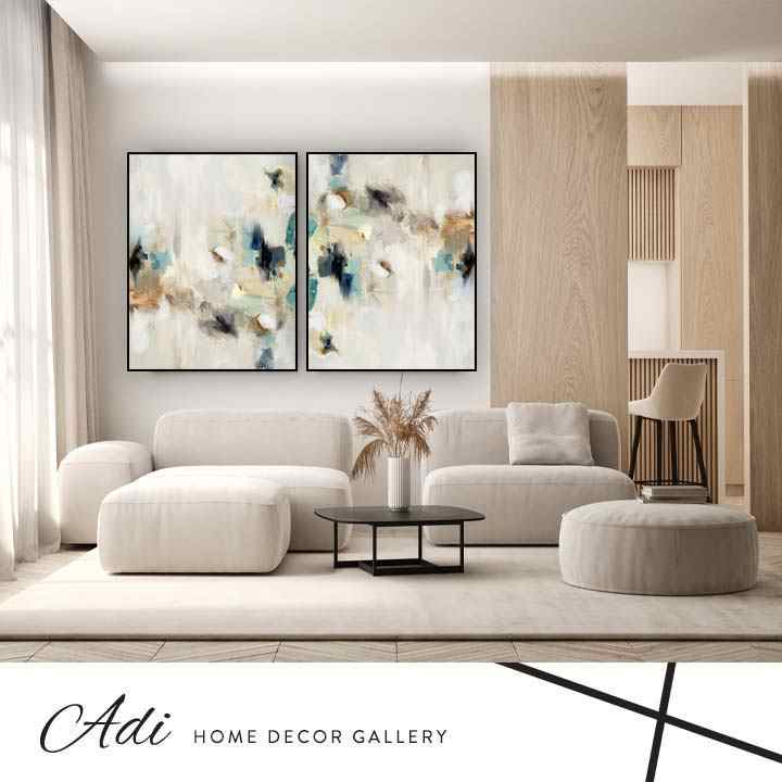 זוג תמונות קנבס נגיעות זהב ירוק