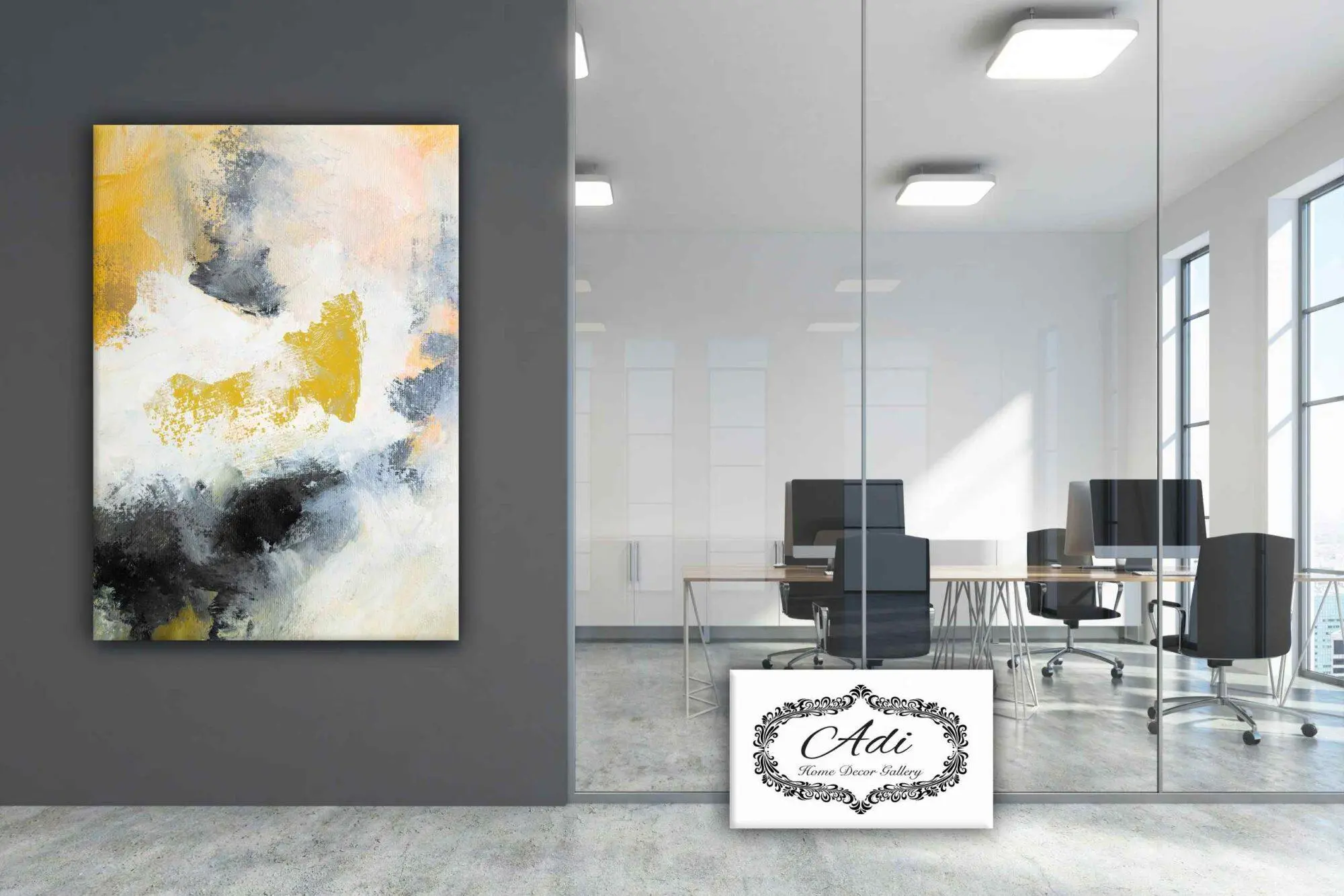 תמונה של אבסטרקט צהוב אפור