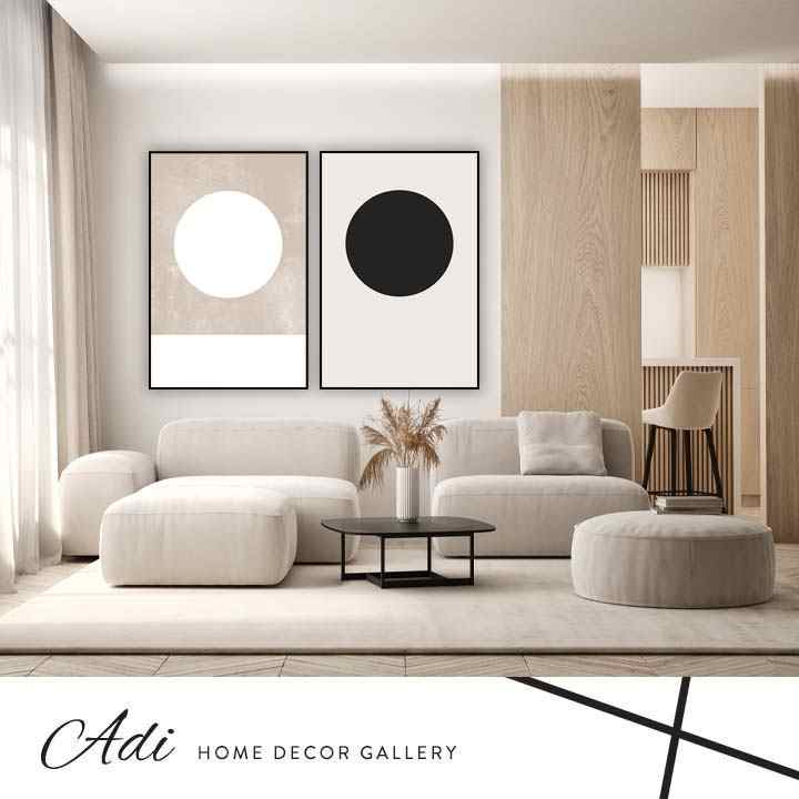 זוג תמונות קנבס עיגולים שחור לבן