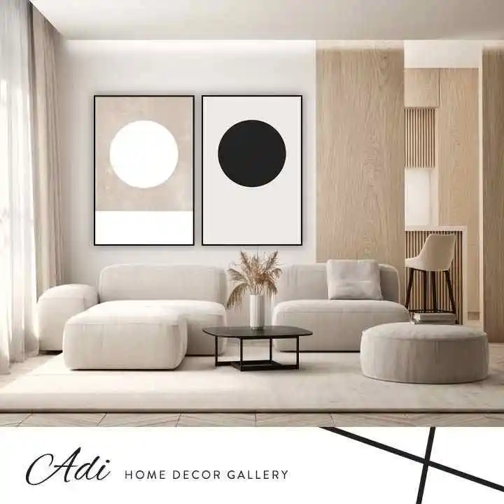 זוג תמונות קנבס עיגולים שחור לבן